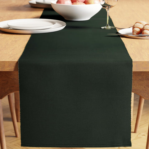 Encasa XO mantel de mesa 13x59 verde oscuro, textura canalé fino, suave para comidas diarias