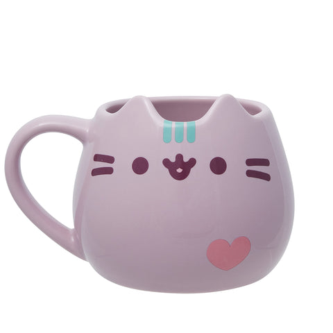 Enesco Pusheen, taza esculpida pastel morada, ideal para café matutino.