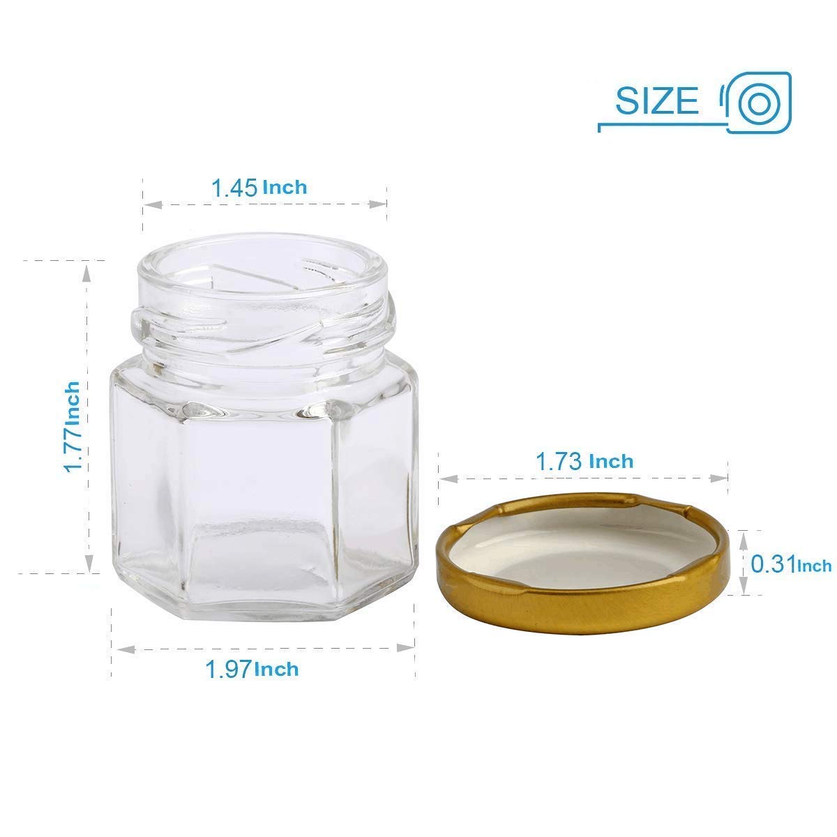 Encheng frascos hexagonales 1,5oz con tapa dorada, ideal para especias