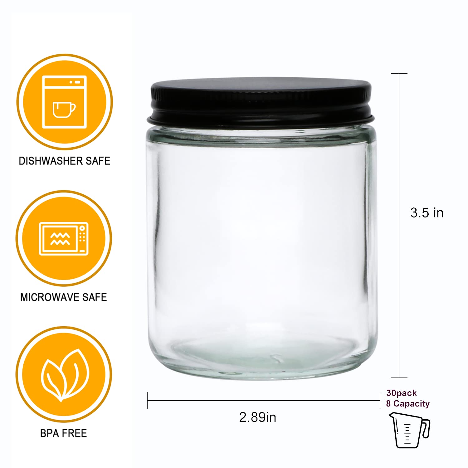 Encheng frascos transparentes para velas y proyectos de manualidades