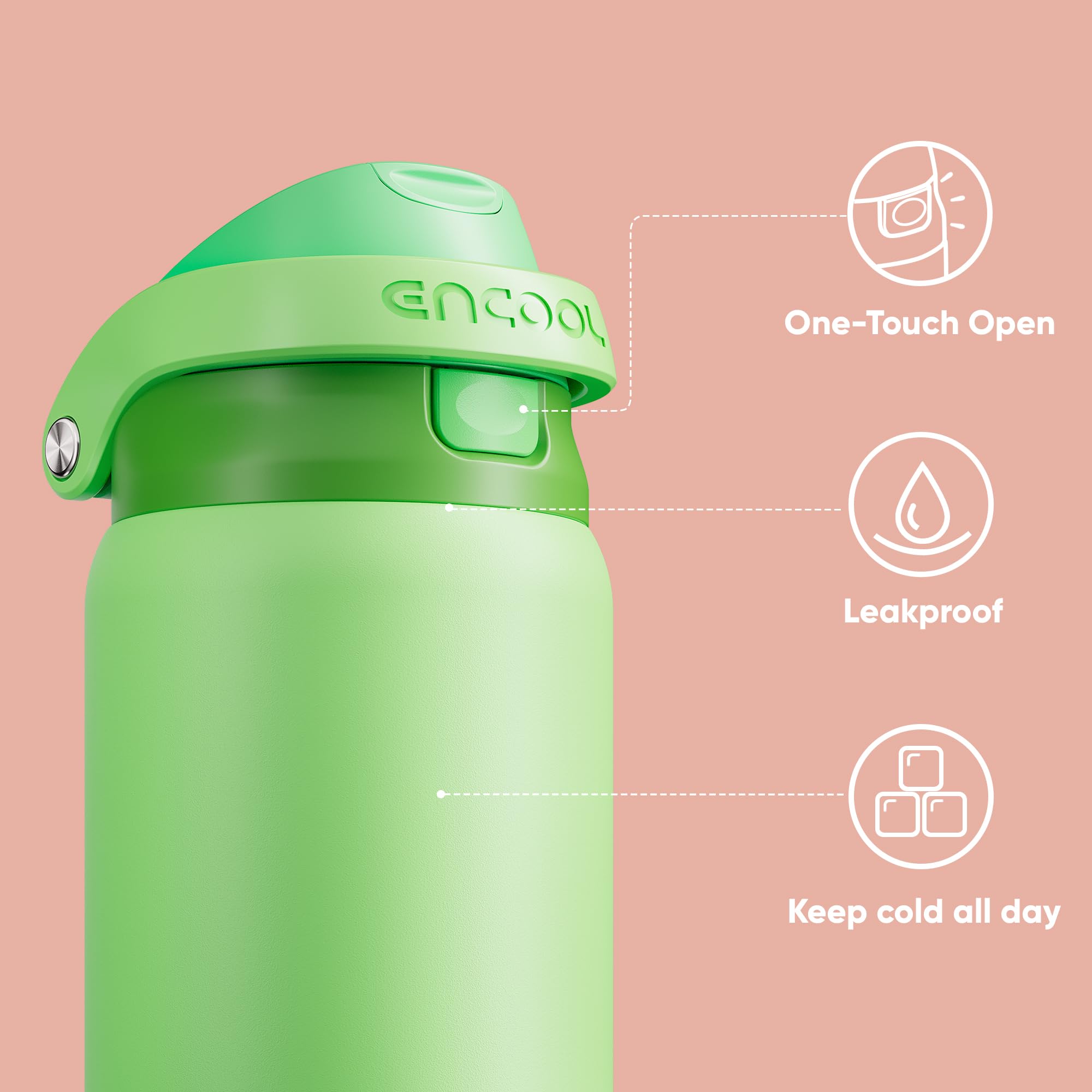ENCOOL gran capacidad 32oz para hidratación prolongada durante entrenos.
