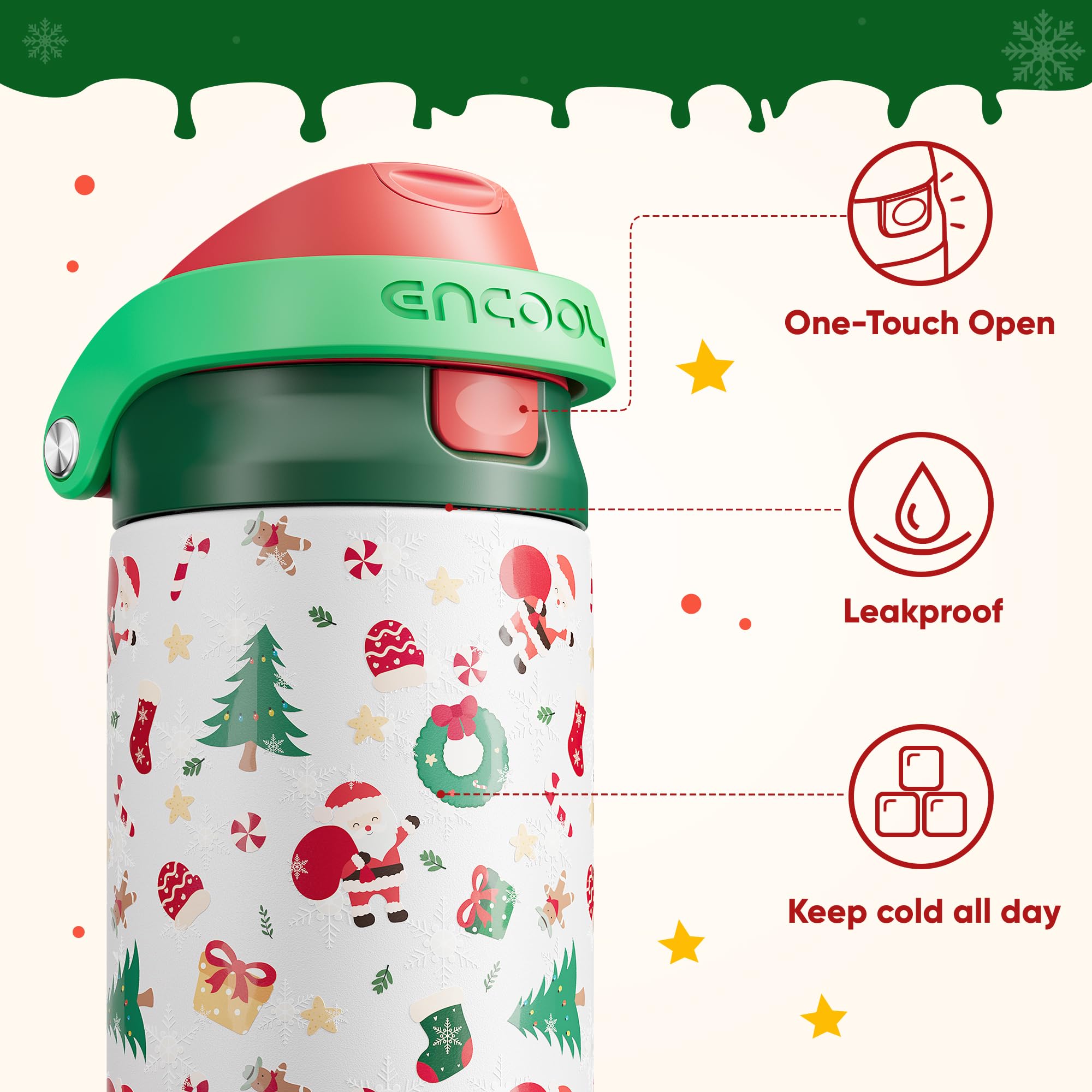 ENCOOL botella con aislamiento de doble pared para bebidas frías.