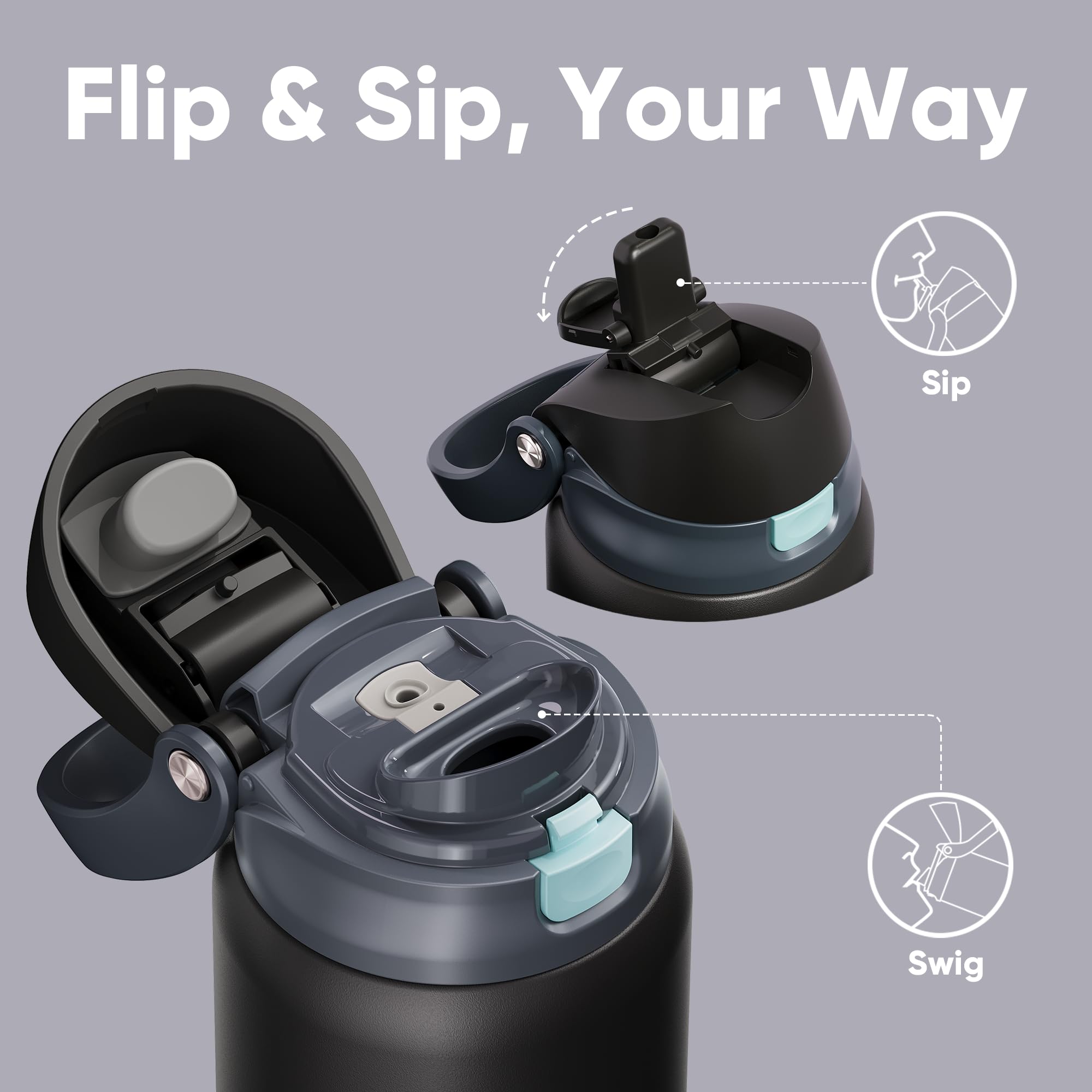 ENCOOL botella aislada mantiene bebidas frías todo el día, ideal para oficina.
