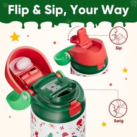ENCOOL botella con copos de nieve, diseño festivo para llevar.