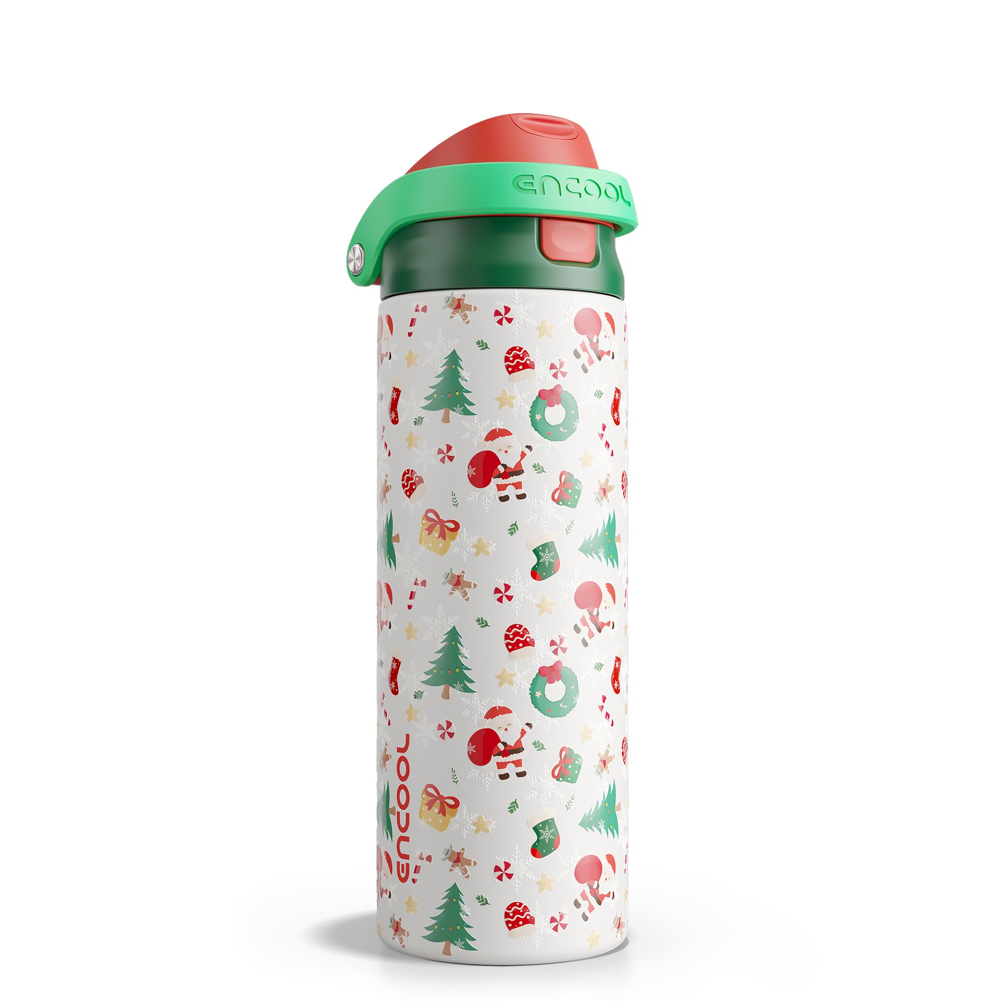 ENCOOL botella navideña con Santa, ideal para fiestas y uso diario.