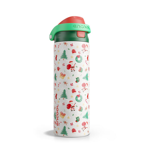 ENCOOL botella navideña con Santa, ideal para fiestas y uso diario.