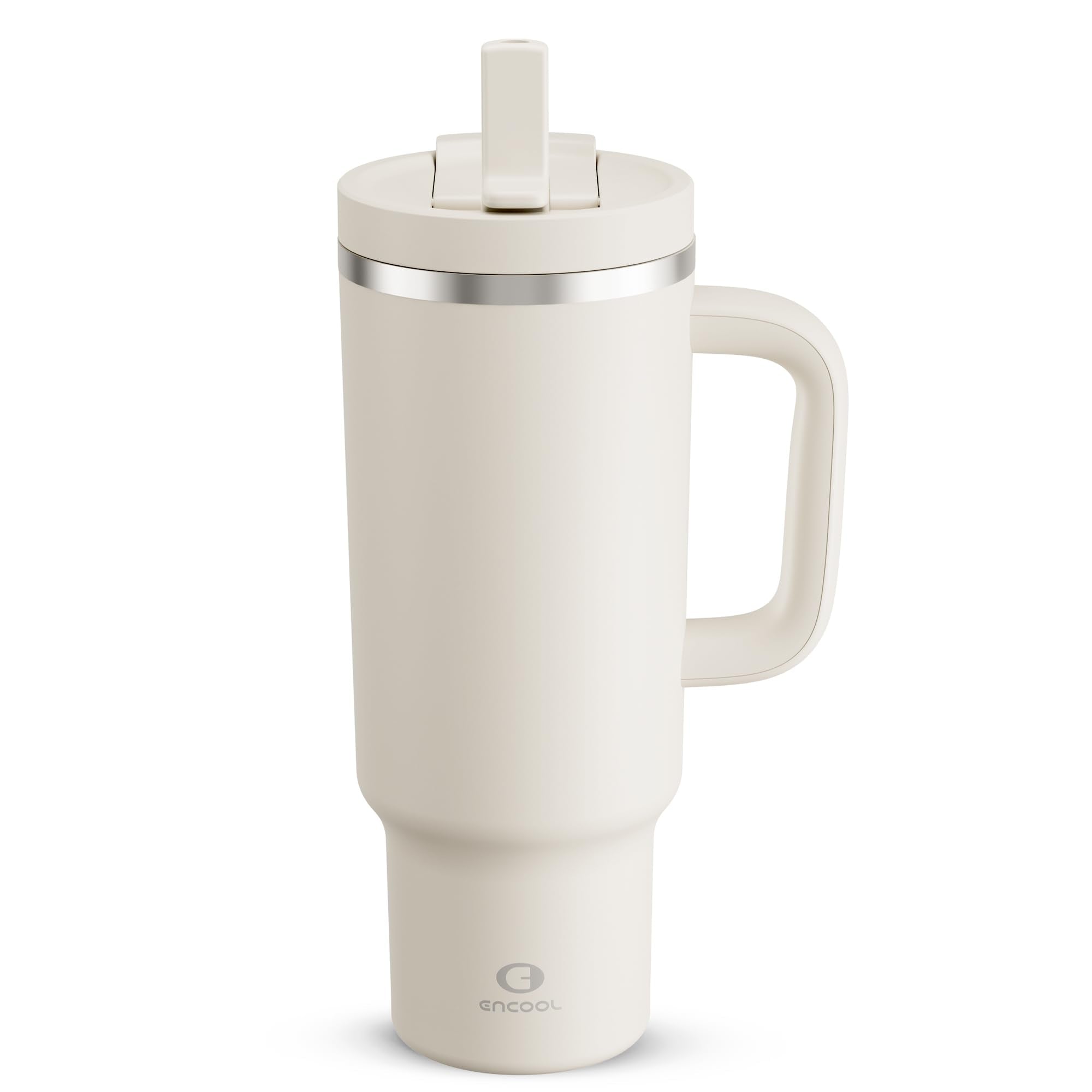 ENCOOL Vaso termo 40oz con asa y pajita: agarre cómodo para viaje