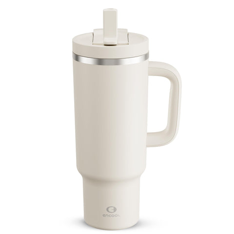 ENCOOL Vaso termo 40oz con asa y pajita: agarre cómodo para viaje