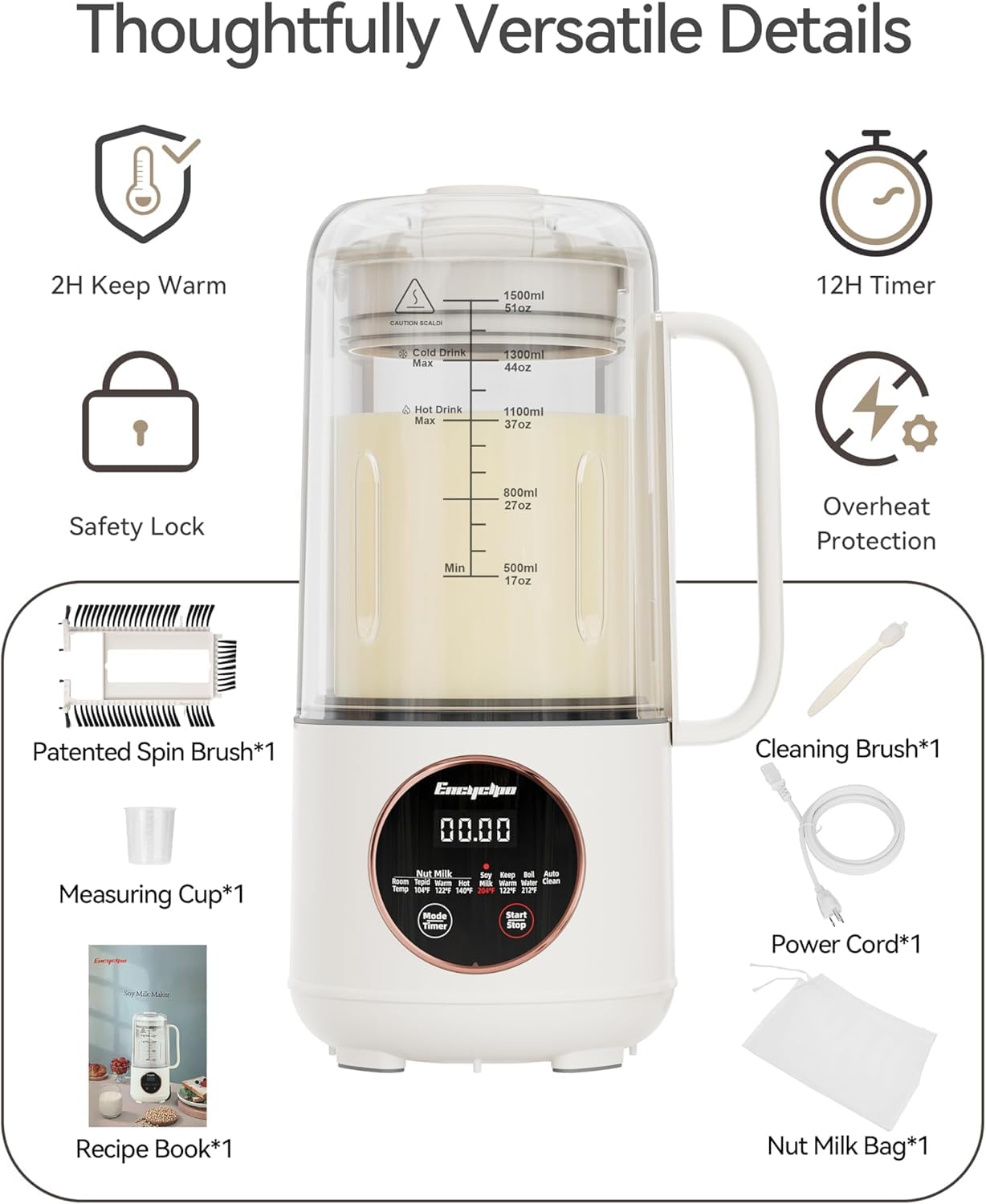 Encyclpo Regalo ideal para familia: máquina de leche vegetal en casa