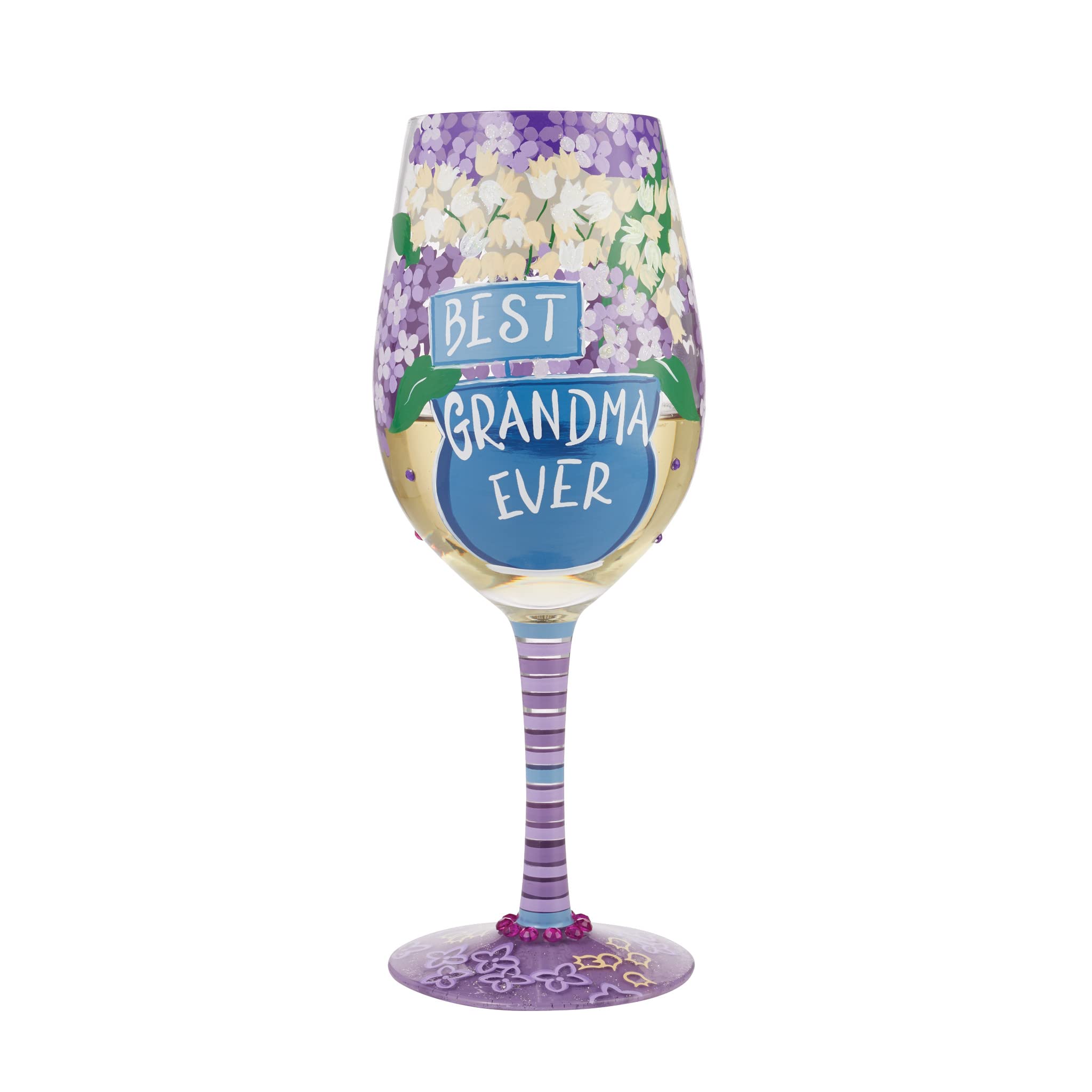 Vaso con receta impresa en la base de Enesco Lolita.