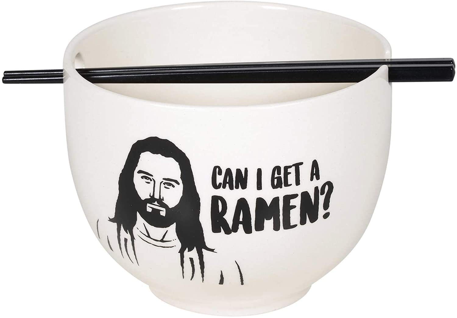 Enesco tazón de ramen con Jesús, diseño divertido para comidas rápidas.