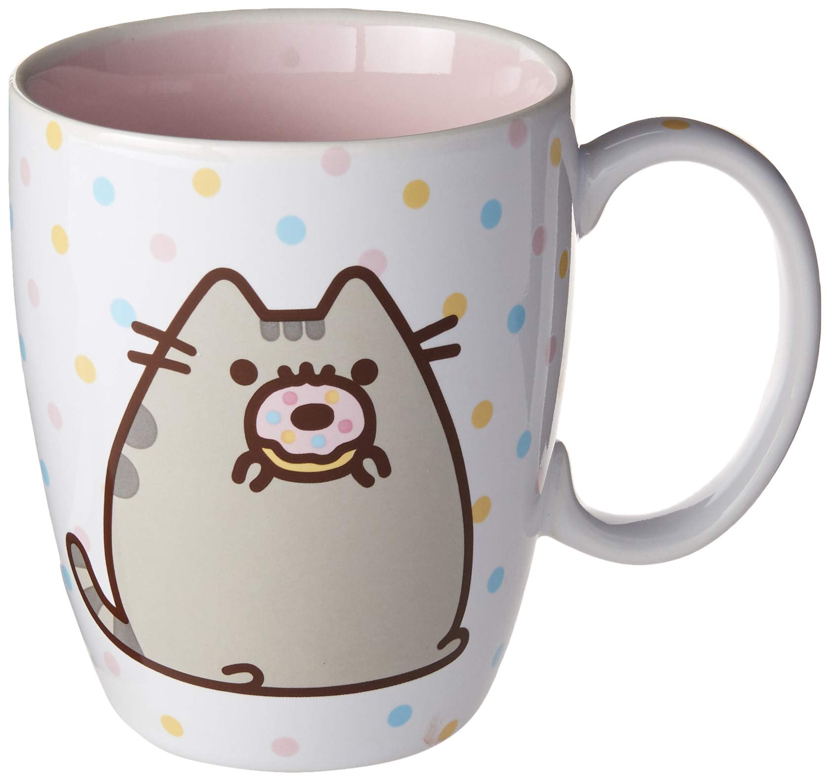Enesco Pusheen rosquilla, frente de taza rosa para comenzar el día con estilo.