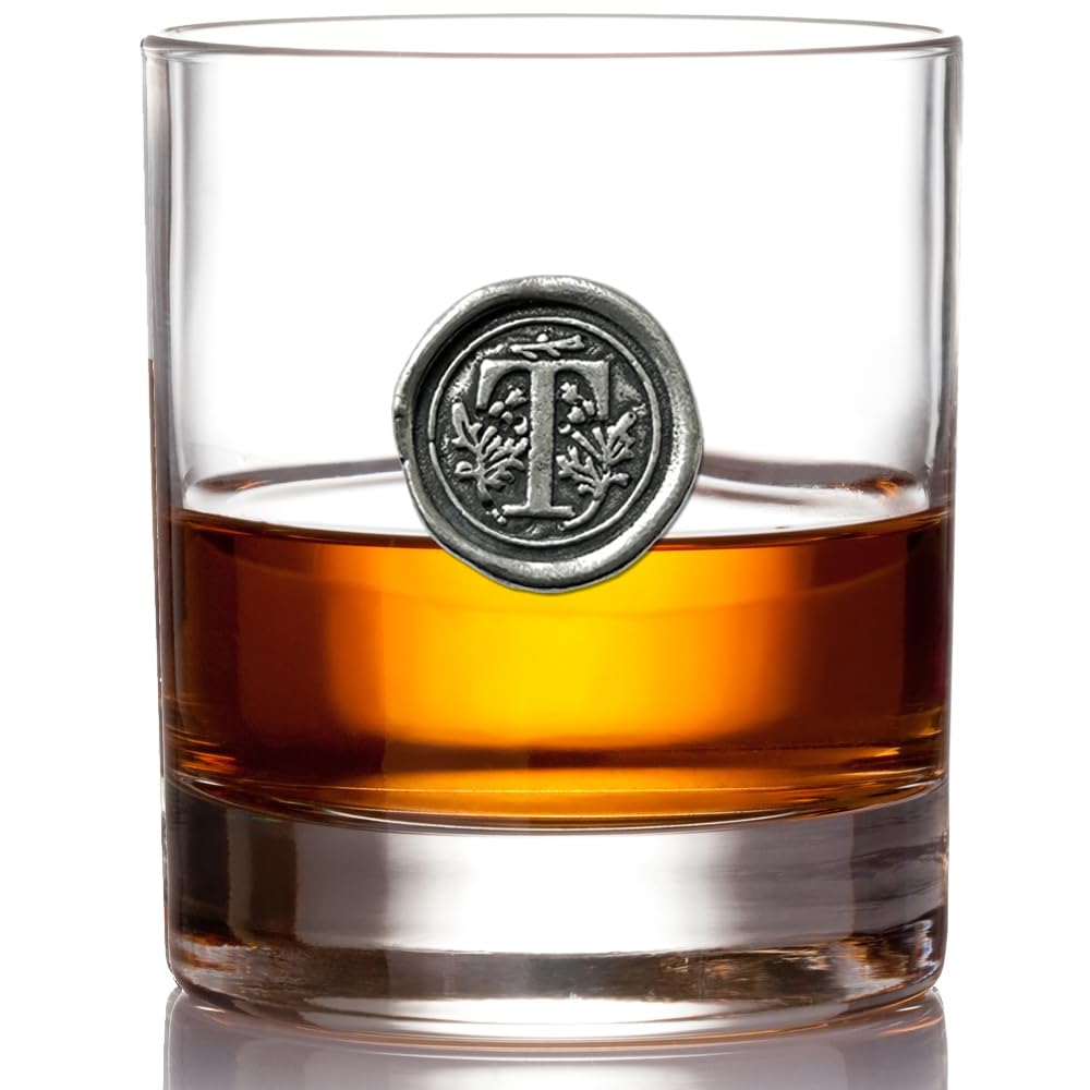 Vaso whisky 11 oz con monograma de English Pewter Company para regalo