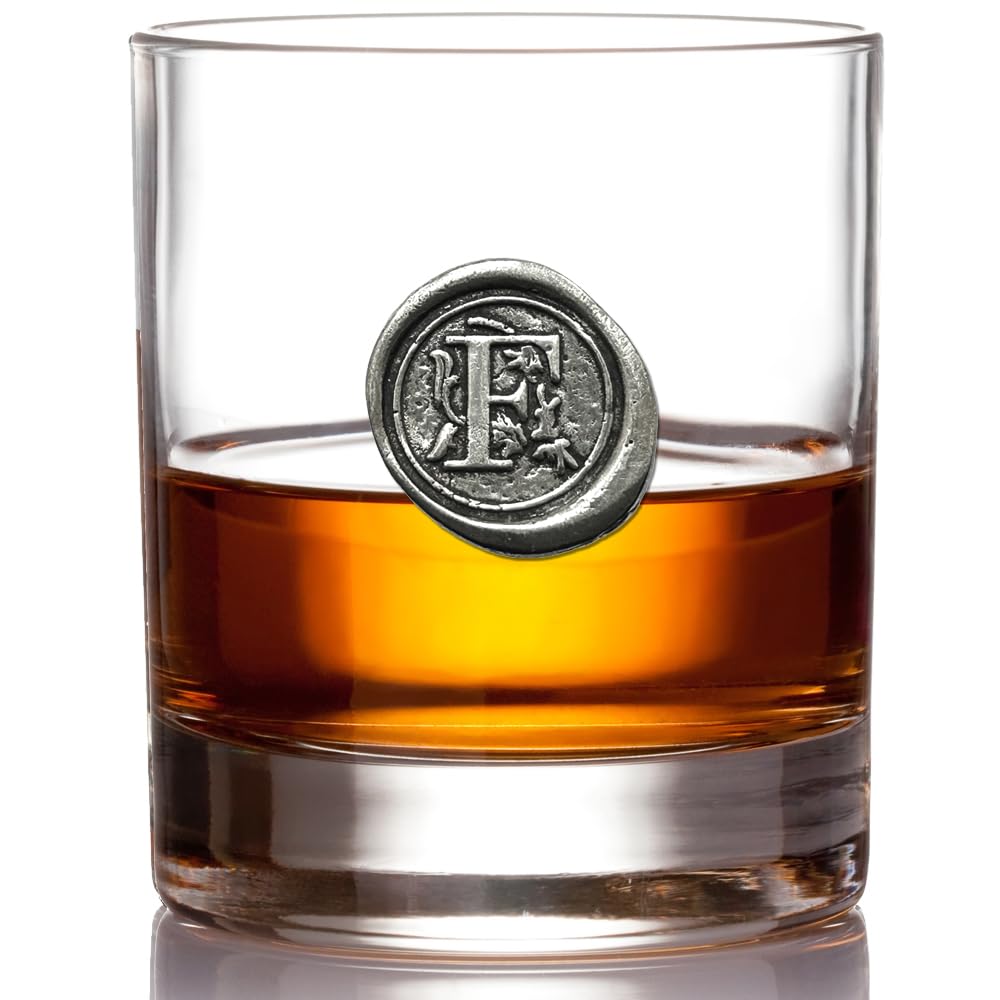Vaso de whisky de 11 onzas con monograma de English Pewter Company, regalo personalizado.