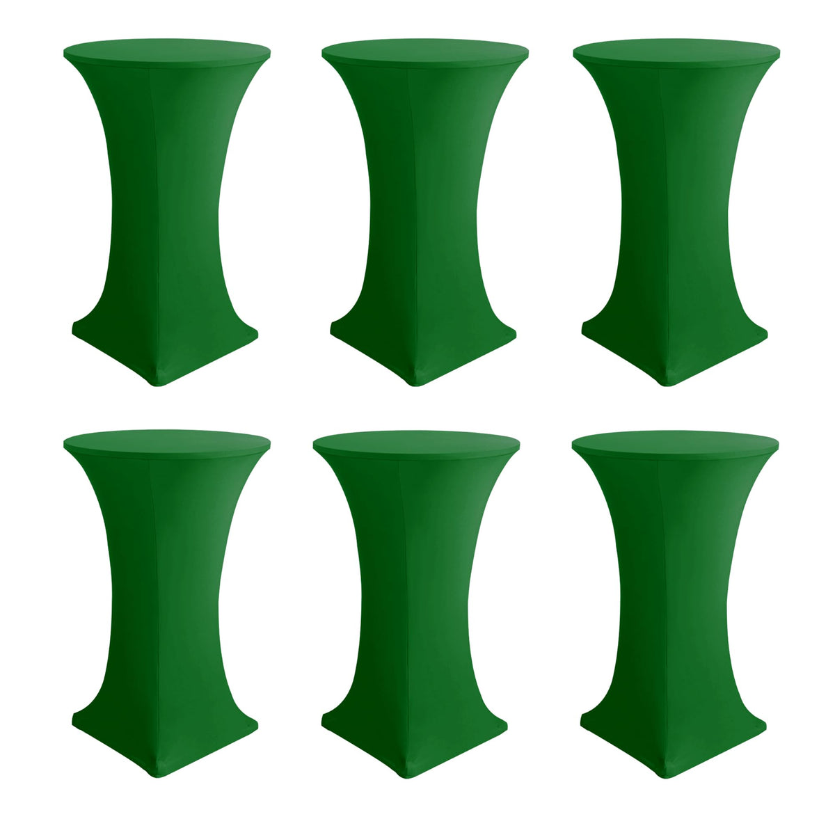 Fundas Enjoyidea para mesas cóctel espandex verde, ajuste perfecto y aspecto profesional.