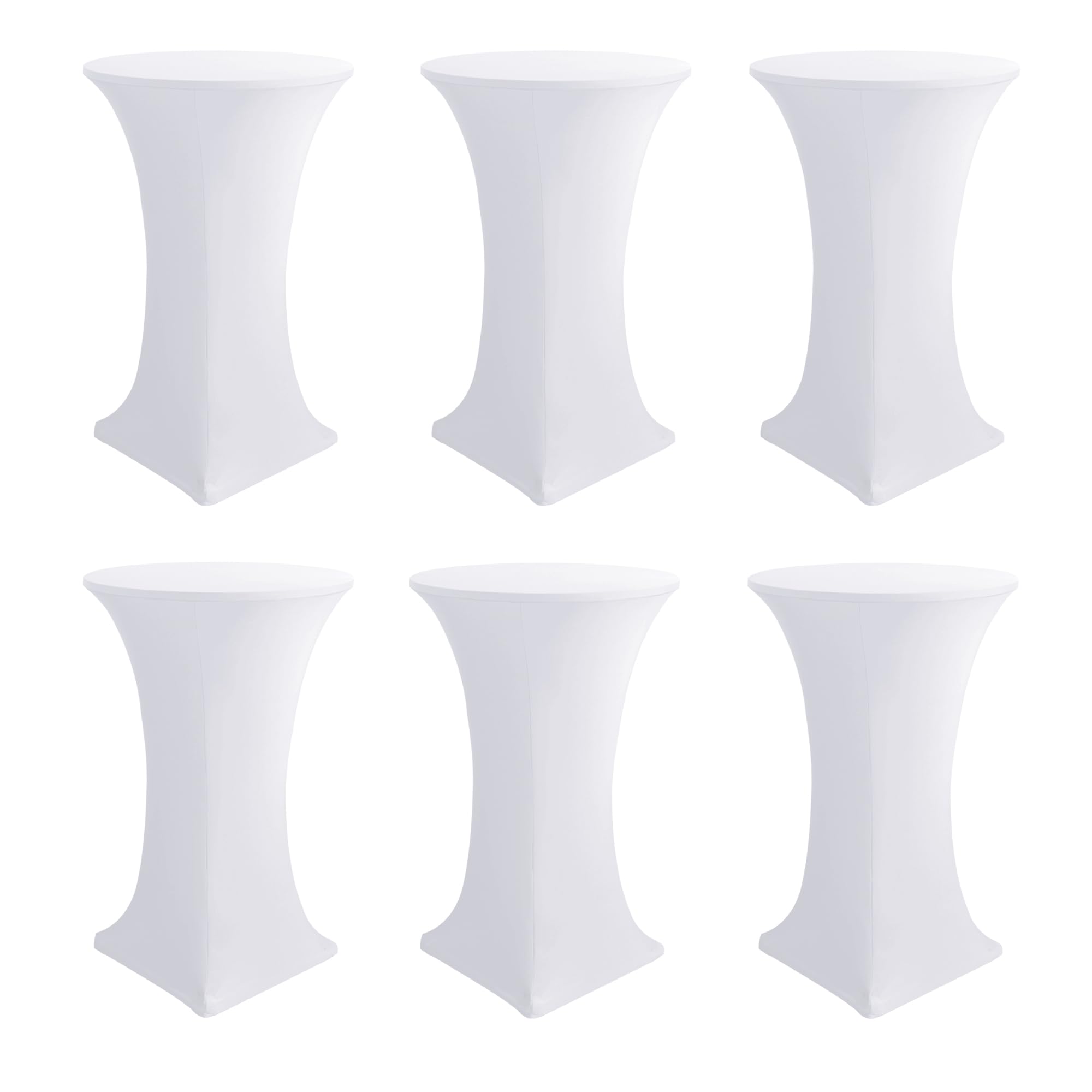 Fundas Enjoyidea para mesa cóctel elastano blanco, ajuste 30-32 pulgadas y 43 pulgadas de altura.