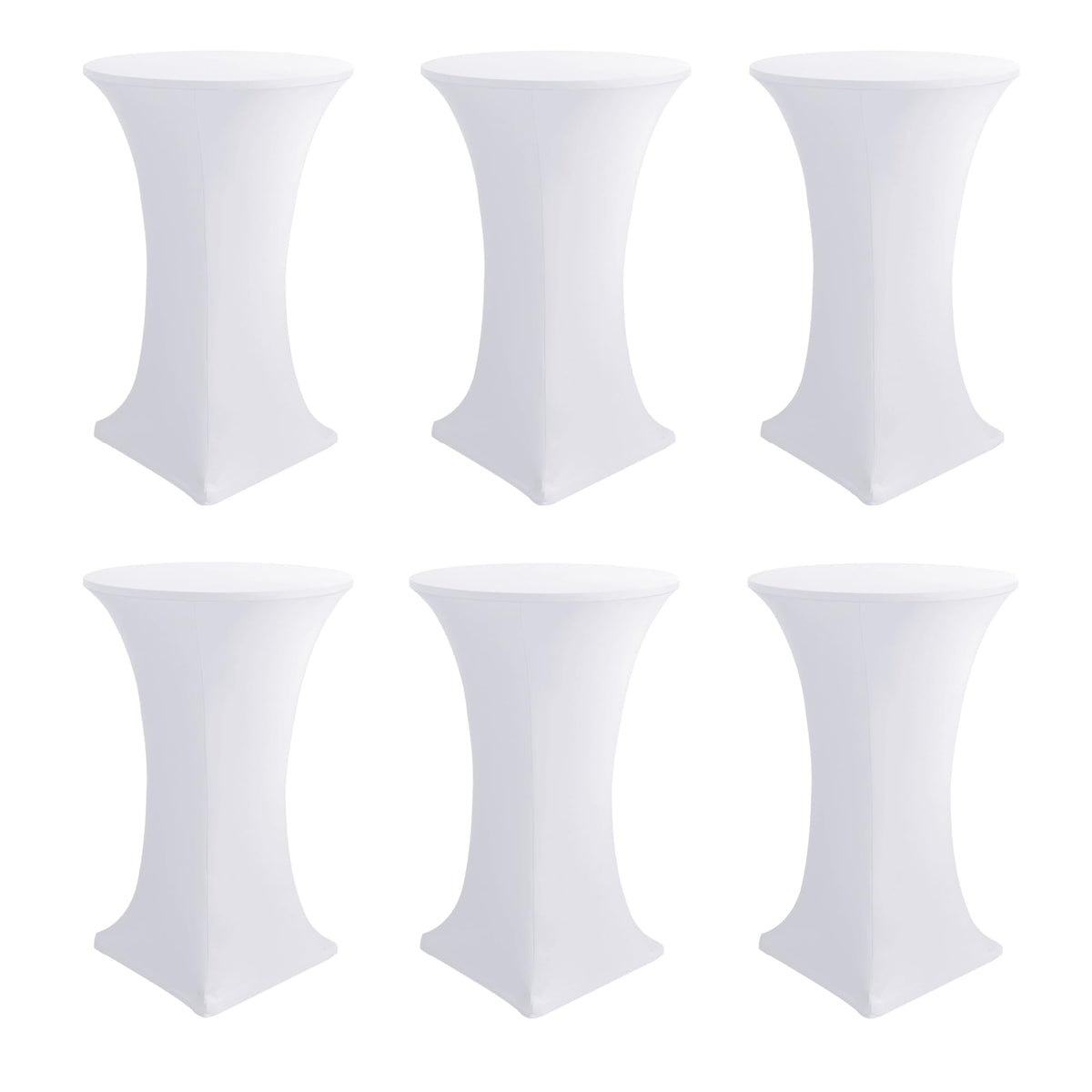 Fundas Enjoyidea para mesa cóctel elastano blanco, ajuste 30-32 pulgadas y 43 pulgadas de altura.