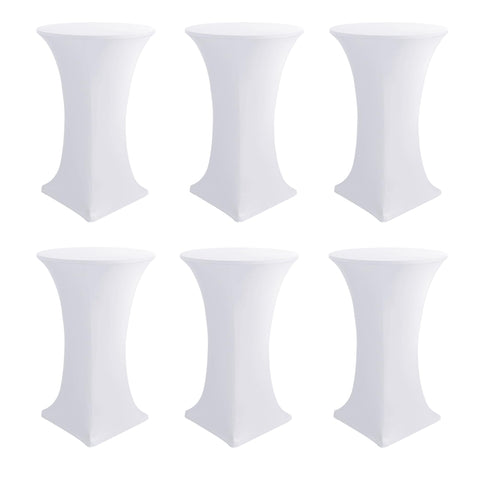 Fundas Enjoyidea para mesa cóctel elastano blanco, ajuste 30-32 pulgadas y 43 pulgadas de altura.