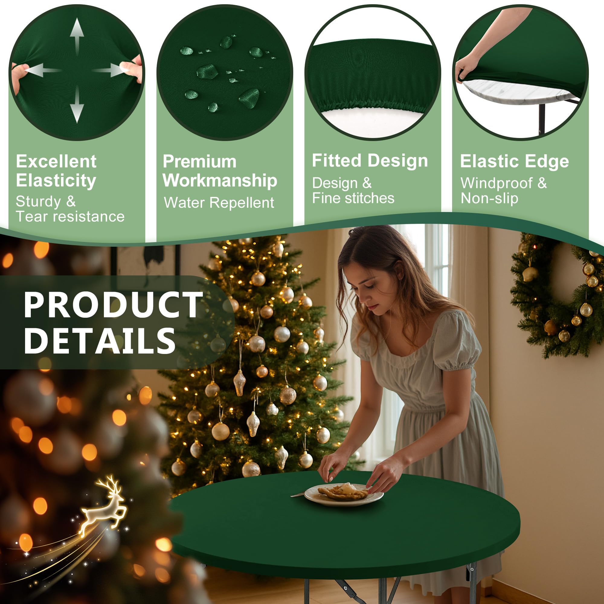 Enjoyidea funda elástica para mesa, fácil de colocar y quitar en eventos festivos.