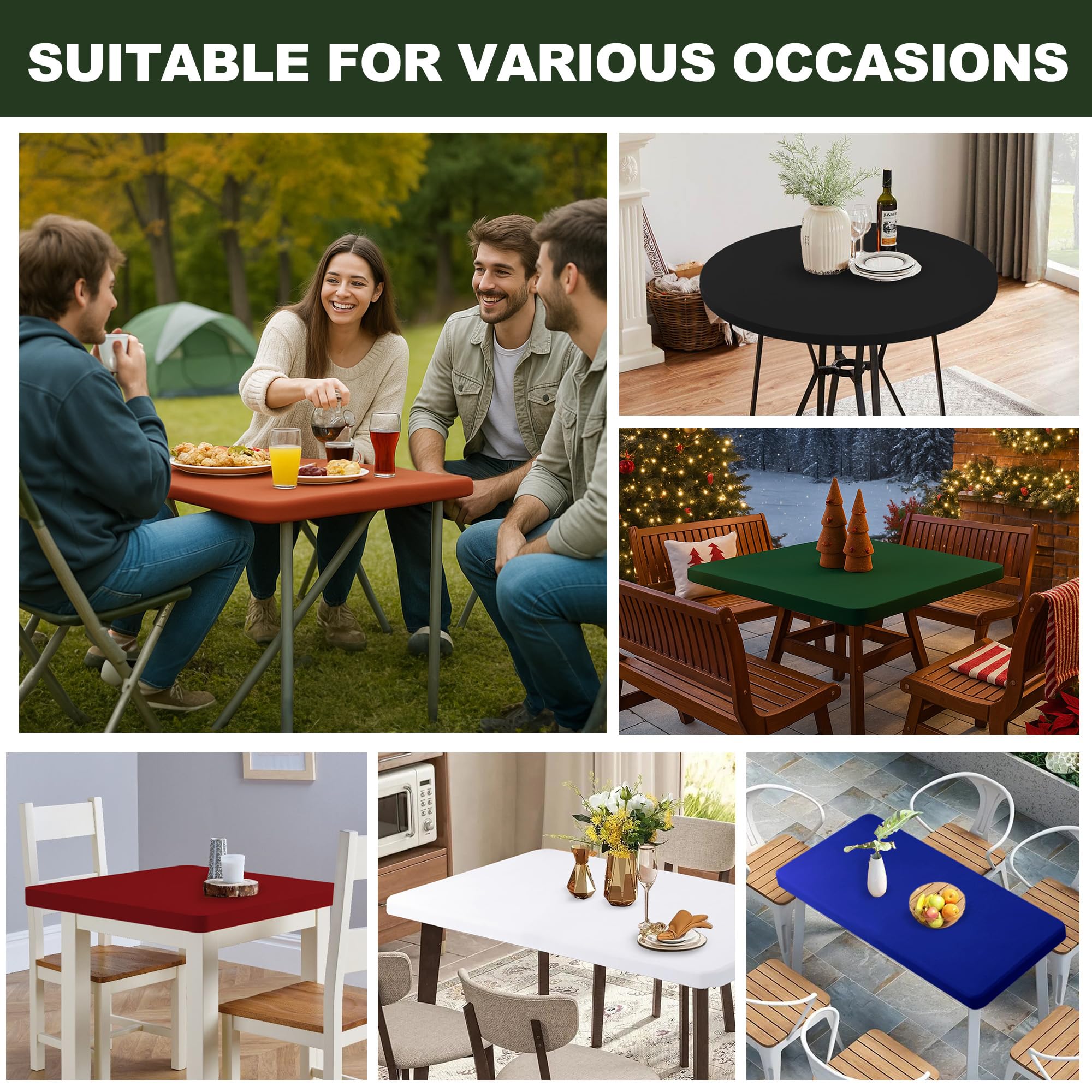  Enjoyidea funda redonda con borde elástico, protege la mesa en exteriores e interiores.