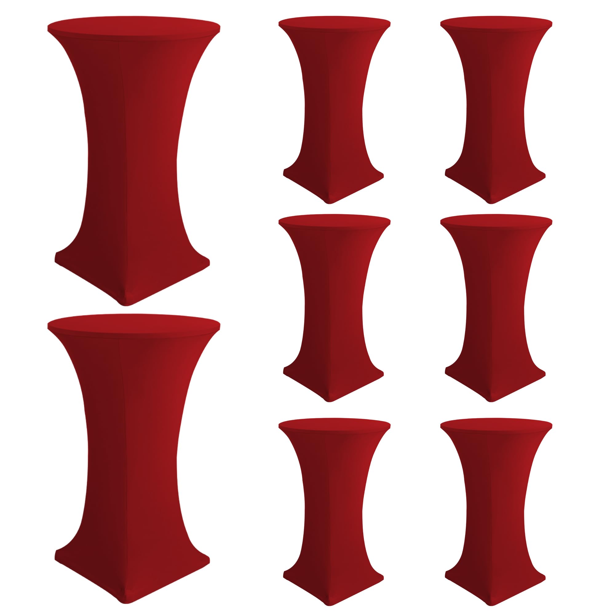 Fundas elásticas Enjoyidea para mesas cocktail rojas, ajuste perfecto y aspecto profesional.