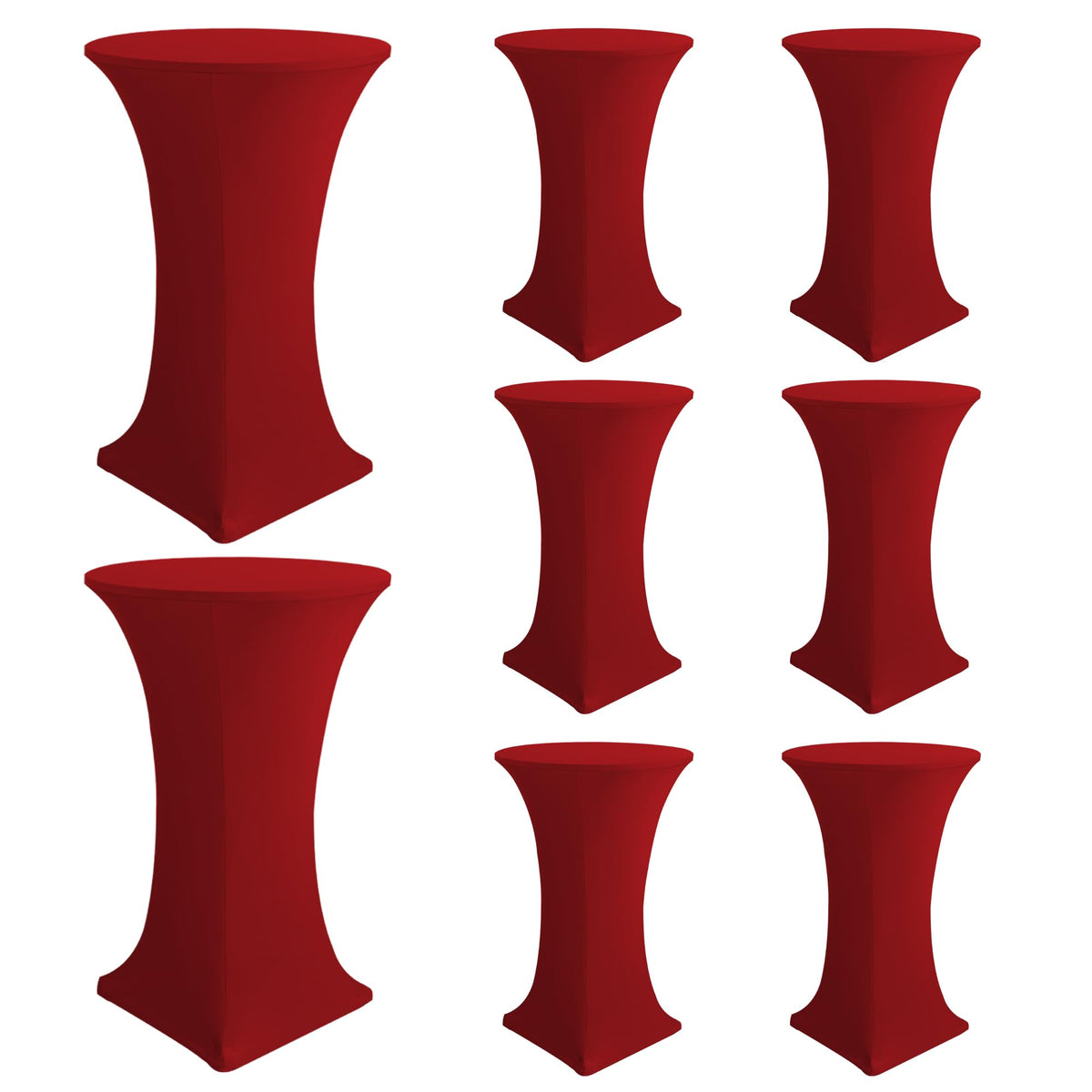 Fundas elásticas Enjoyidea para mesas cocktail rojas, ajuste perfecto y aspecto profesional.