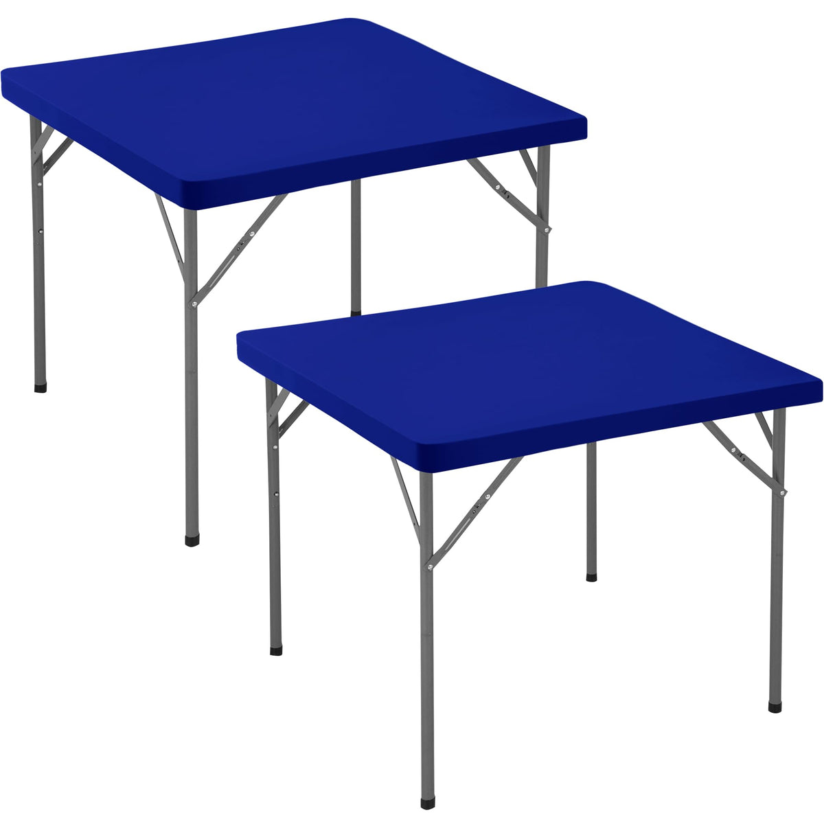 Mantel Enjoyidea ajustado cuadrado 34x34 en azul royal, ajuste perfecto para mesas plegables.