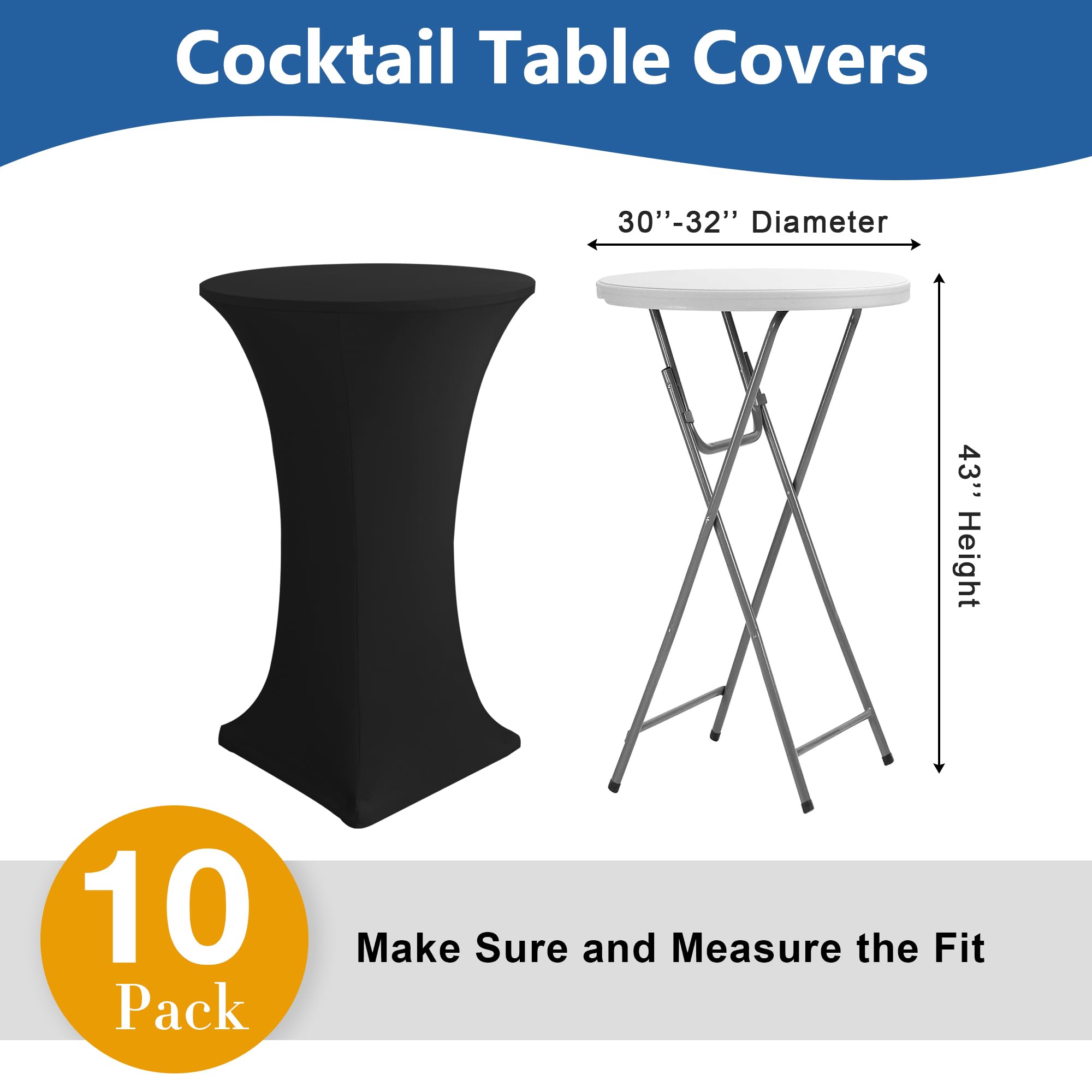 Enjoyidea mantel cóctel elástico negro para eventos con acabado profesional