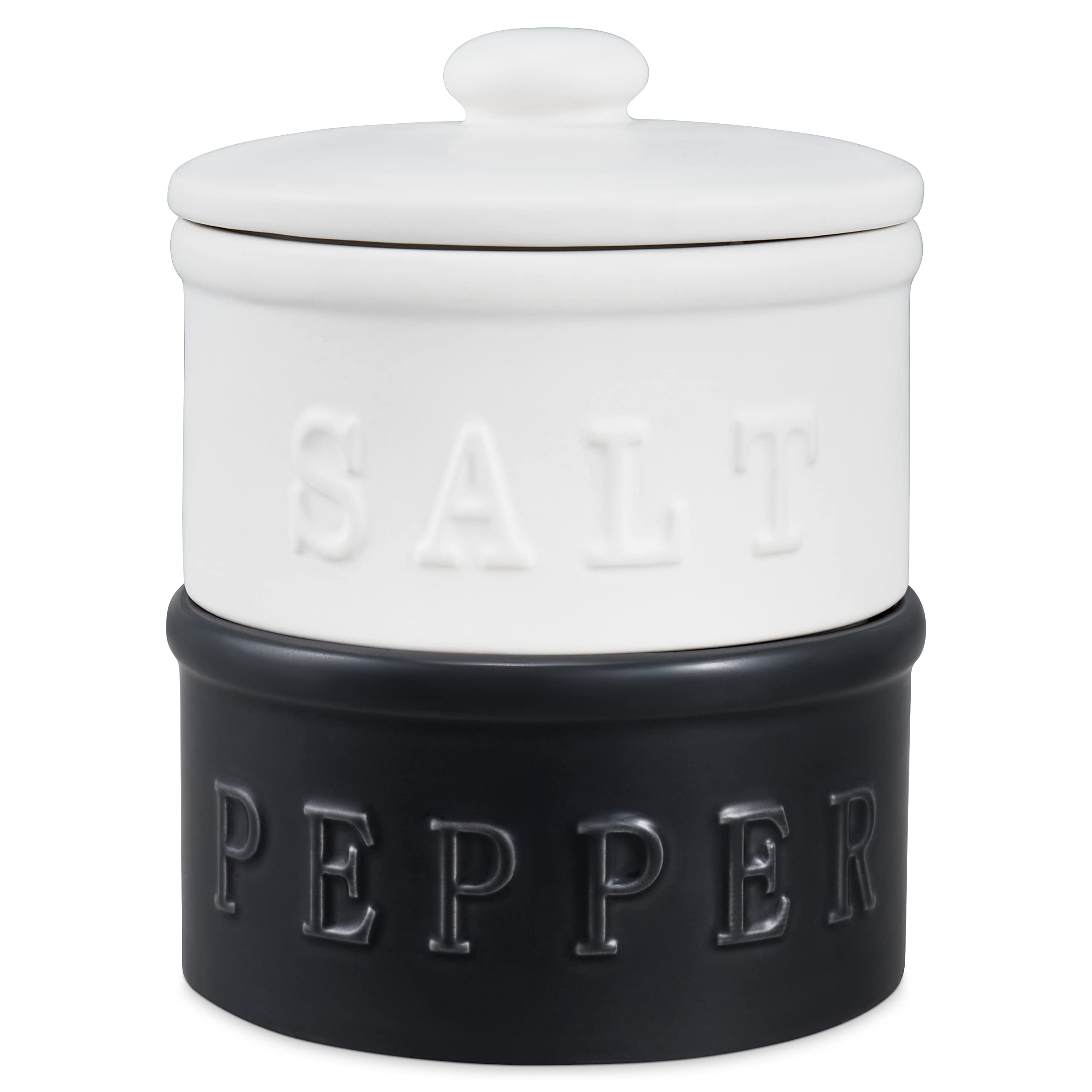 Enkiware salero-pimienta con tapa, juego de dos para la encimera.
