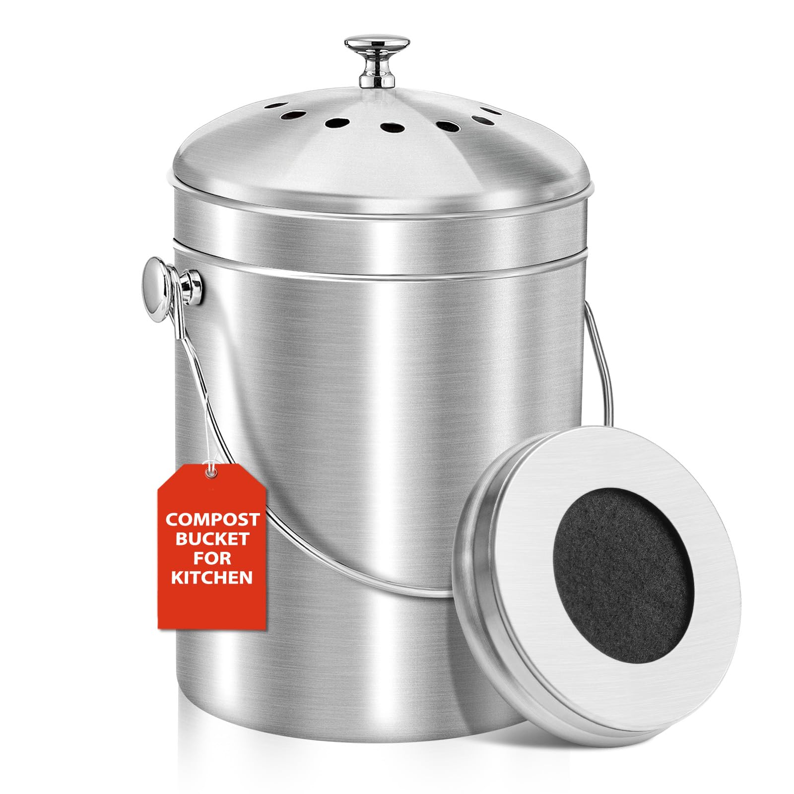Cubo ENLOY de compostaje con tapa frontal para olores en la cocina.