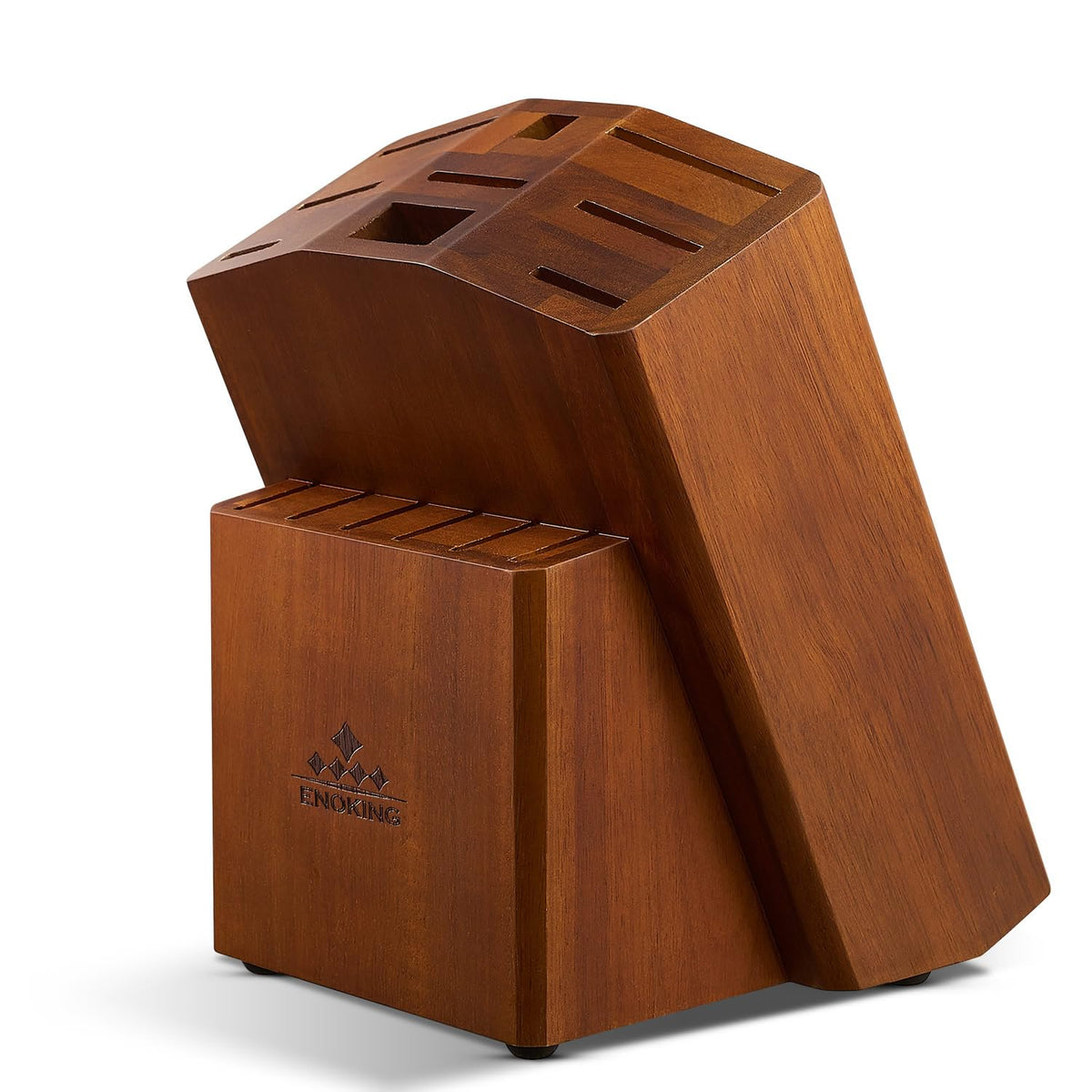 ENOKING bloque-cuchillos-15-espacios-acacia: organizador de cocina para mantener cuchillos al alcance y protegidos.