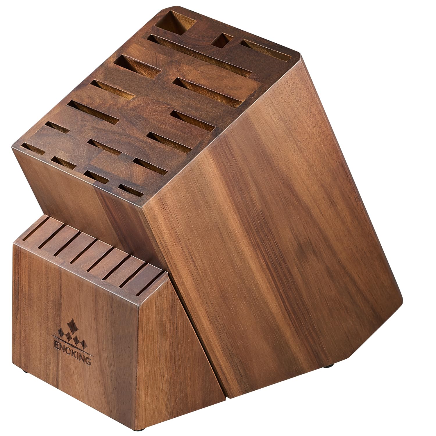 Bloque ENOKING de 25 huecos en acacia para cuchillos, organización segura.