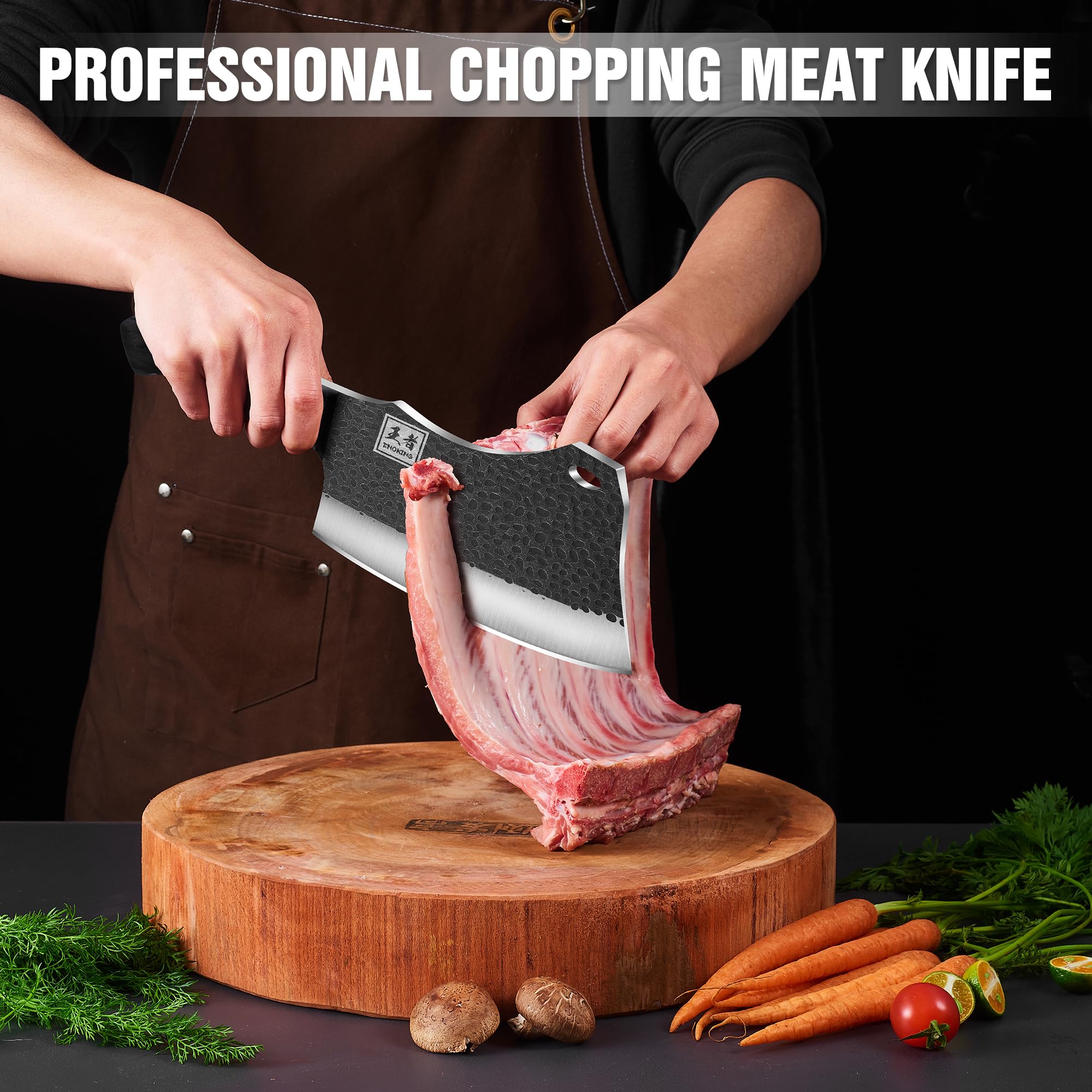 ENOKING cuchillo carnicero 7,1 pulgadas, mango ergonómico para uso cómodo durante largas sesiones.