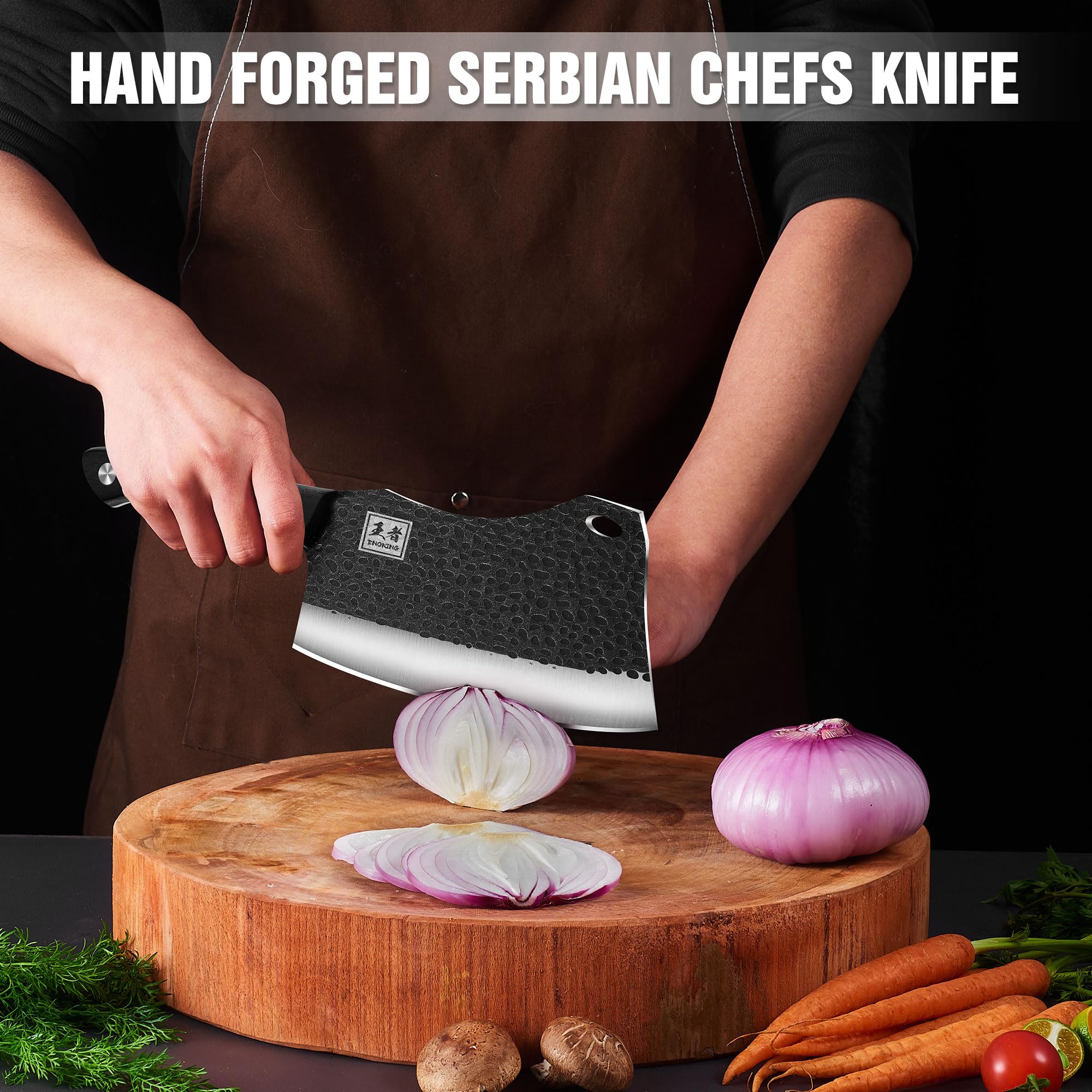 ENOKING cuchillo carnicero 7,1 pulgadas, mantenimiento sencillo para vida útil prolongada.