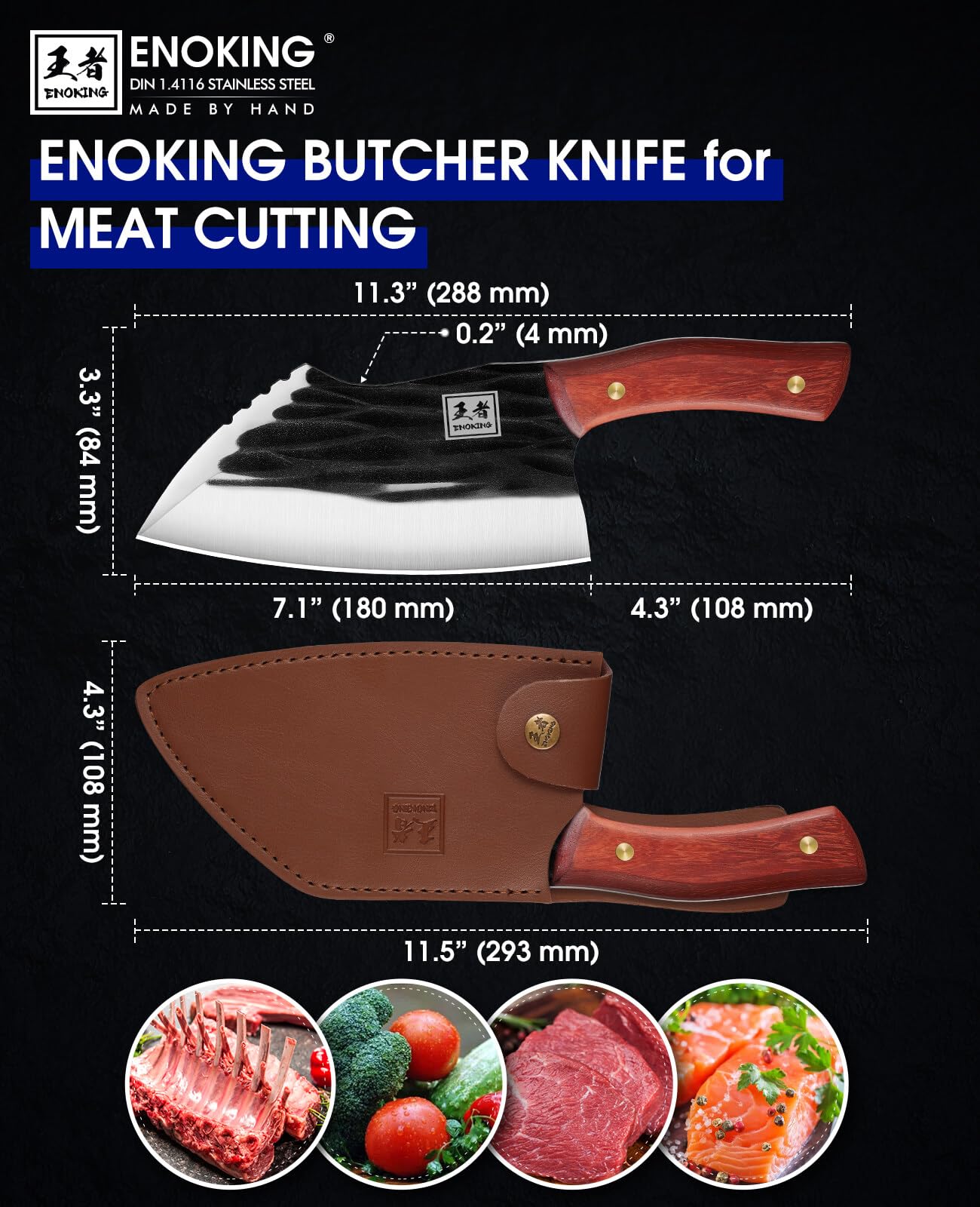 ENOKING cuchillo con recubrimiento negro resistente a la corrosión