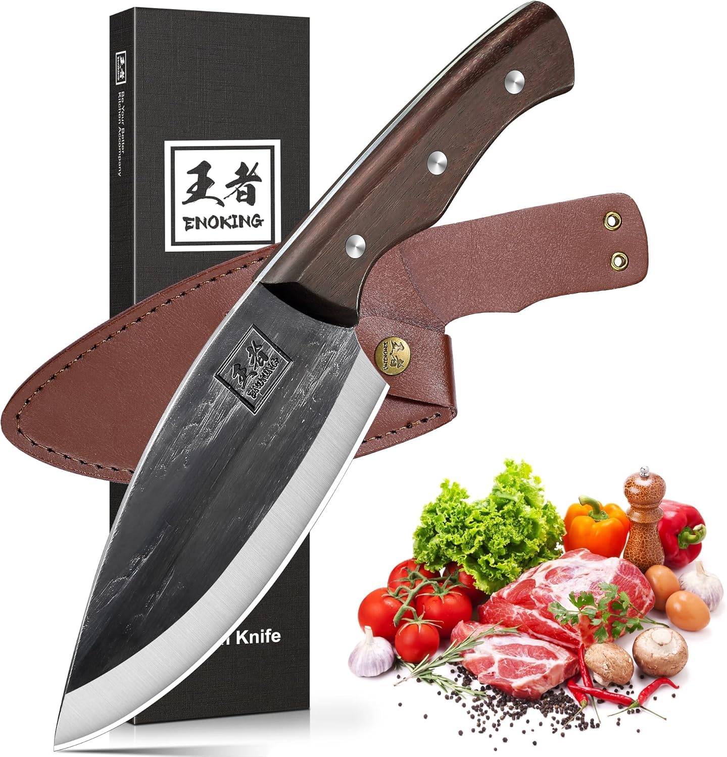 ENOKING Cuchillo Vikingo para corte de carne con filo duradero