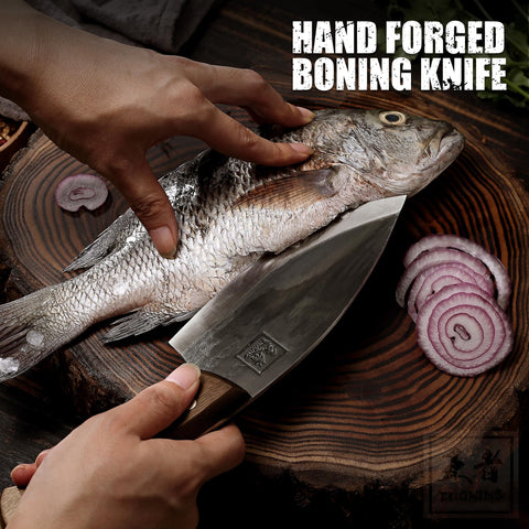 ENOKING Cuchillo Vikingo con mango de madera ergonómico