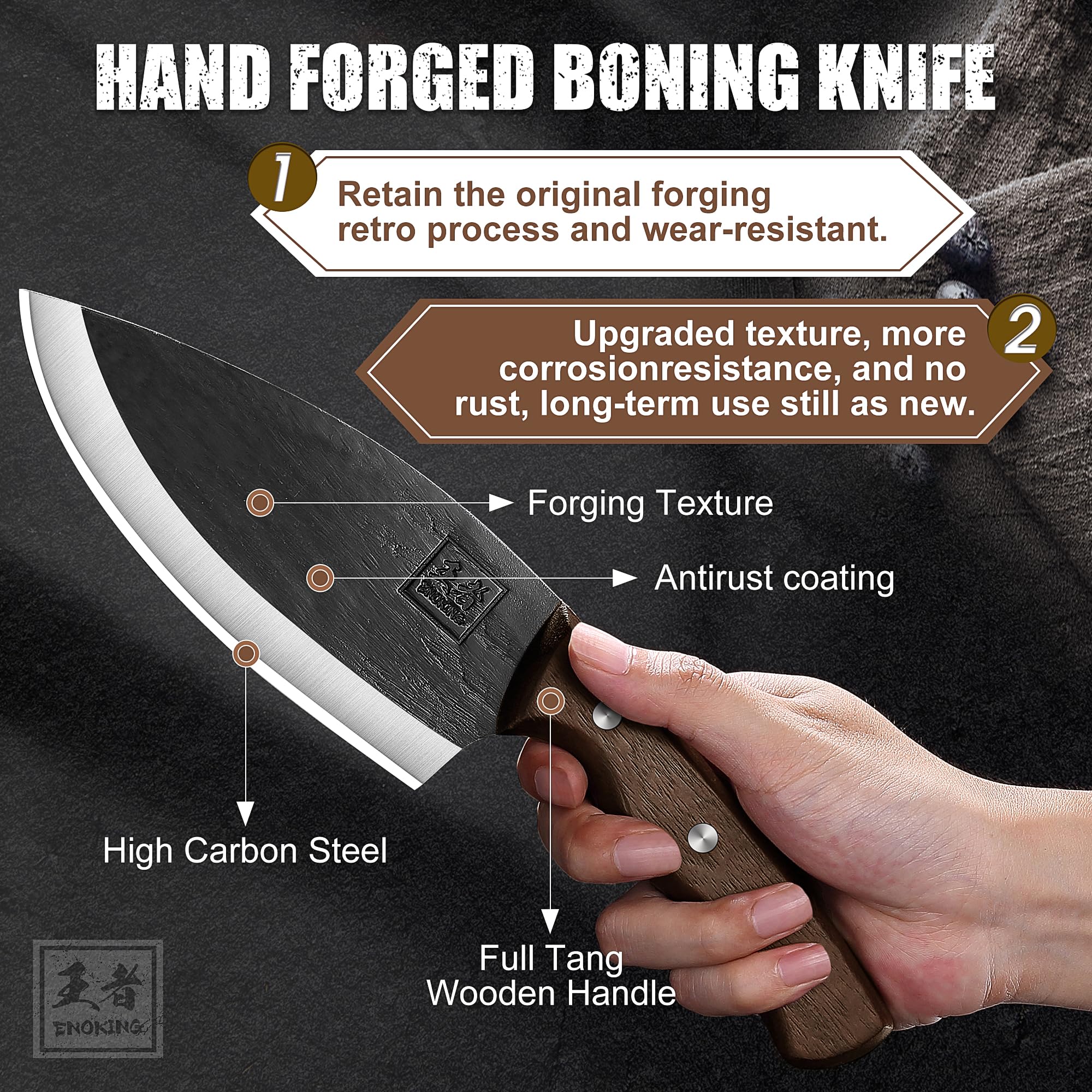 ENOKING Cuchillo Vikingo uso exterior para acampada
