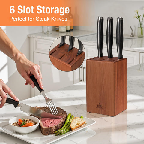 Enoking bloque cuchillos acacia compacto facilita ahorro de espacio en cocina.