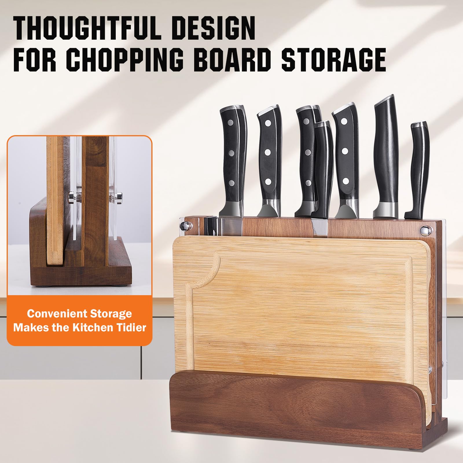 ENOKING bloque de madera de acacia natural añade calidez y durabilidad.