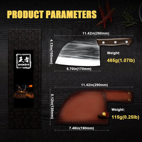 ENOKING cuchillo con mango de madera ergonómico para agarre cómodo.