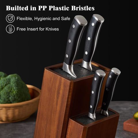 ENOKING organizador de cuchillos de acacia ofrece almacenamiento flexible para cocina ordenada