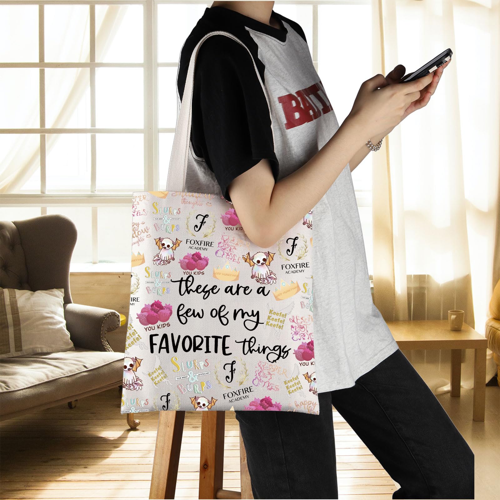 ENSIANTH KOTLC Bolsa de lona, interior espacioso para libros y portátil.