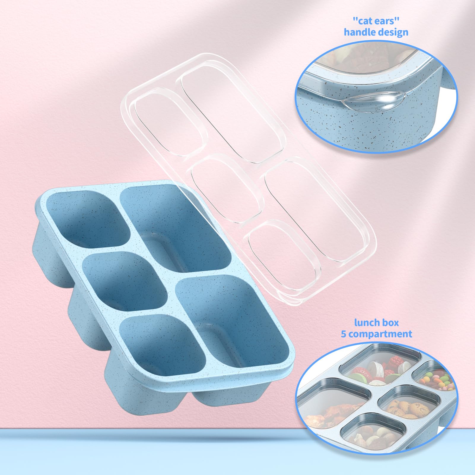 Enstphjoy Bento: contenedor para tentempiés y 5 compartimentos para separar comidas.