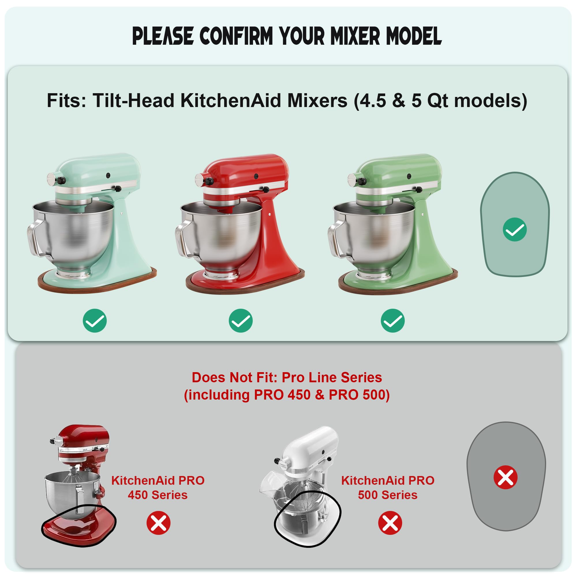 ENVTEK Deslizador de pino para KitchenAid 5 qt, estabilidad al mover.
