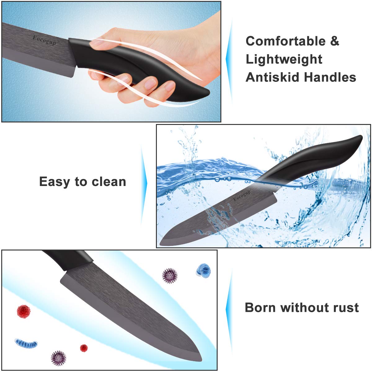 Cuchillo chef de 6 pulgadas Eocogup, equilibrio profesional para cortes gruesos