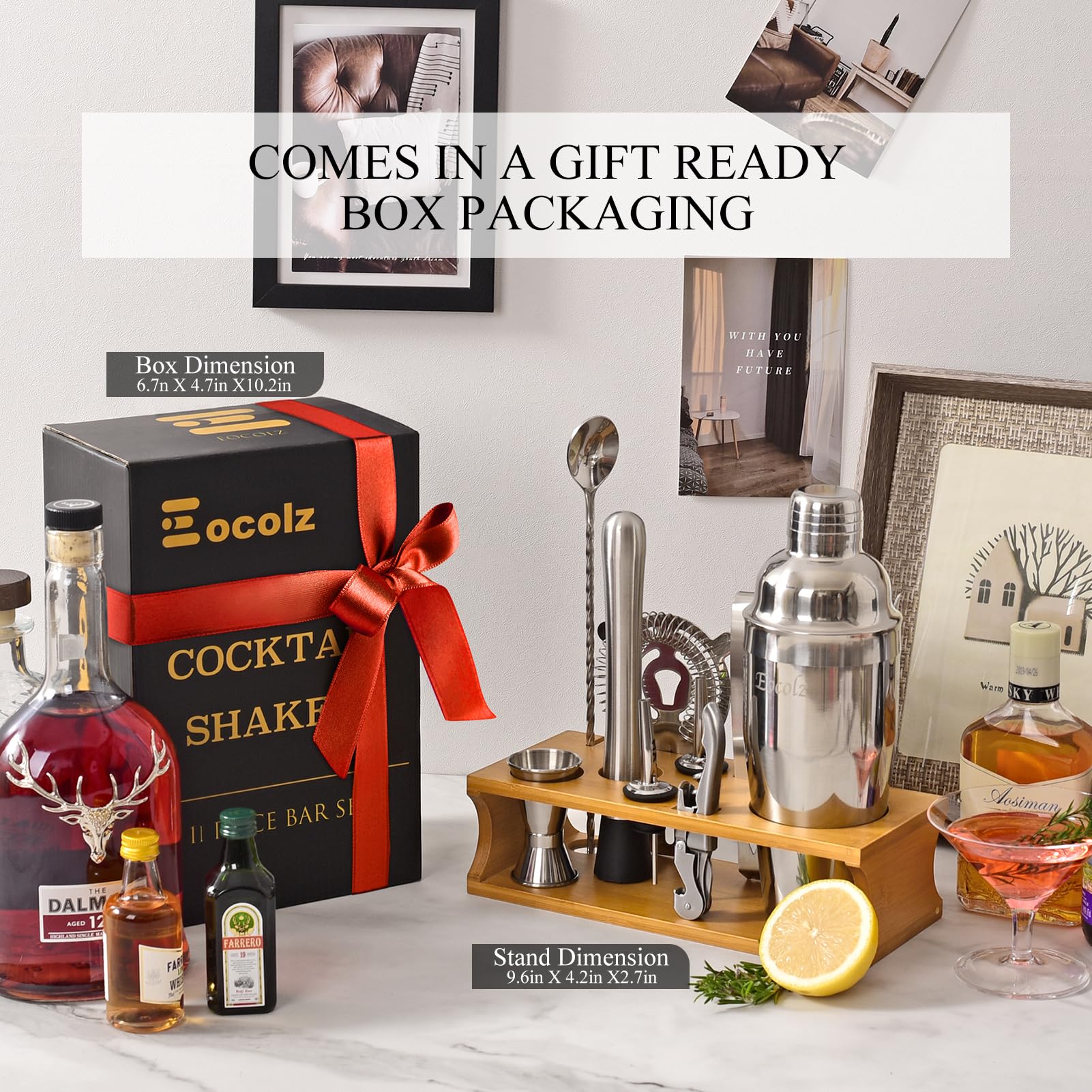 Eocolz Bartender Kit agitador de martini para mezclar con precisión.