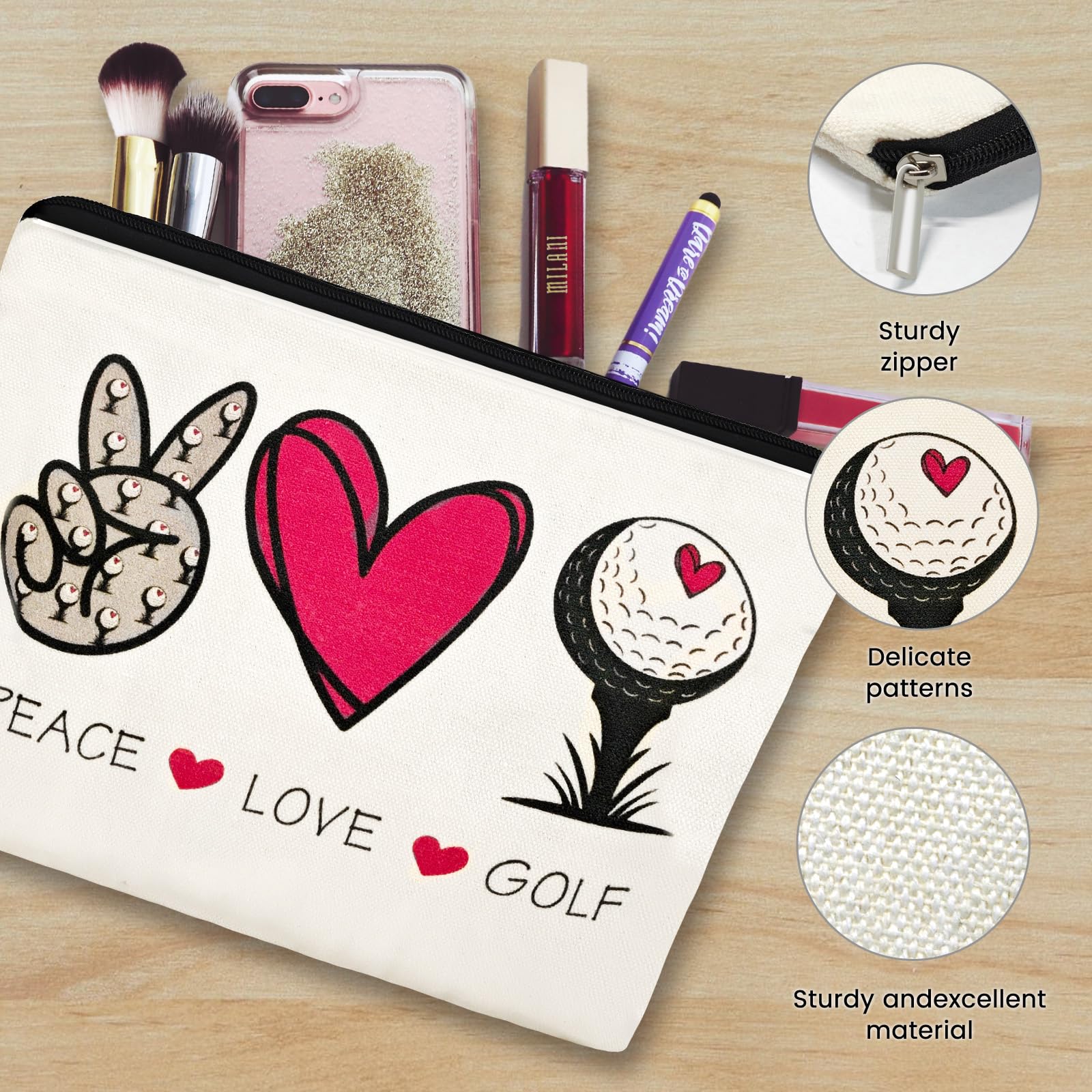 Bolsa de maquillaje EOEFJW para golf, organiza cosméticos y objetos pequeños.
