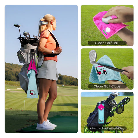 Toalla de golf pequeña EOEFJW, ideal para retoques rápidos en el campo.