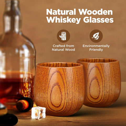 Vaso bourbon madera natural EOHASA con agarre cómodo para beber